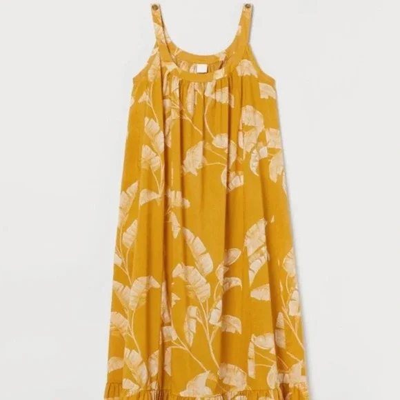 H&M Yellow Palm Maxi Dress NWT - Picture 2 of 3